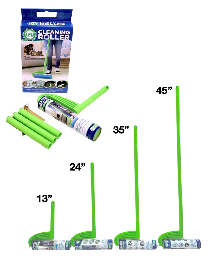 Leo Large 10-Inch Wide Lint Roller Refills 25 Sheets with extendable Handle to 45 inch for Lint Removers Household Cleaning Easily Remove Pet Hair Dust and Debris from Floors Carpets and Furniture - Image 2